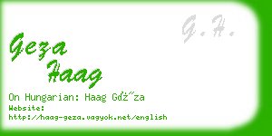 geza haag business card